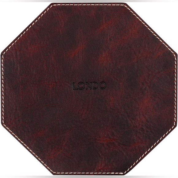 Londo Brown Genuine Leather Round Valet Tray Organizer Catchall Brand New - Picture 7 of 9